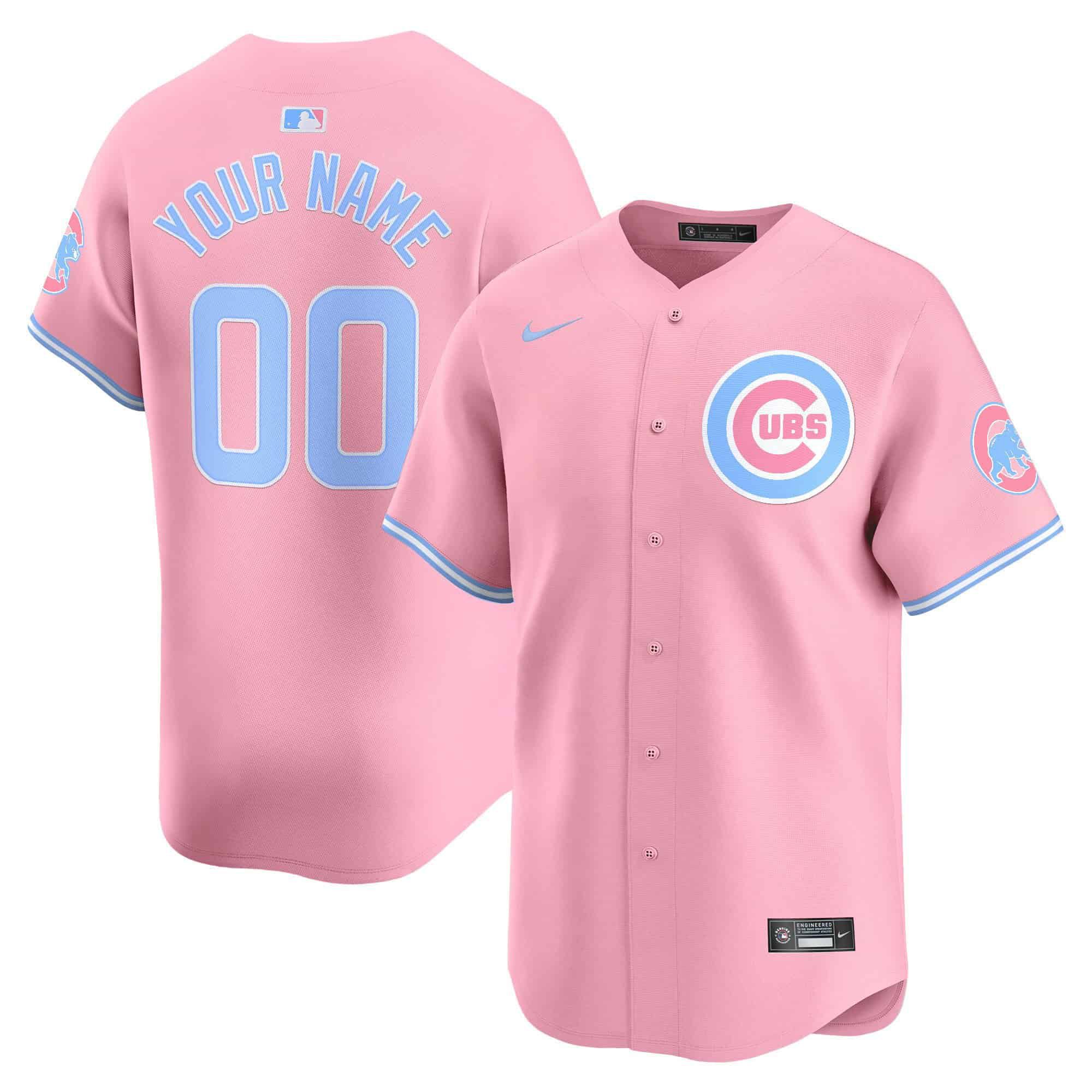 Men Chicago Cubs Bubblegum Pink 2024 Nike Vapor Premier Limited Custom MLB Jersey